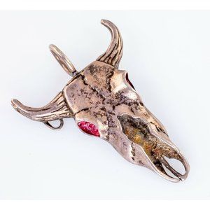 Bull Skull Sterling Silver Pendant By S.T.C.